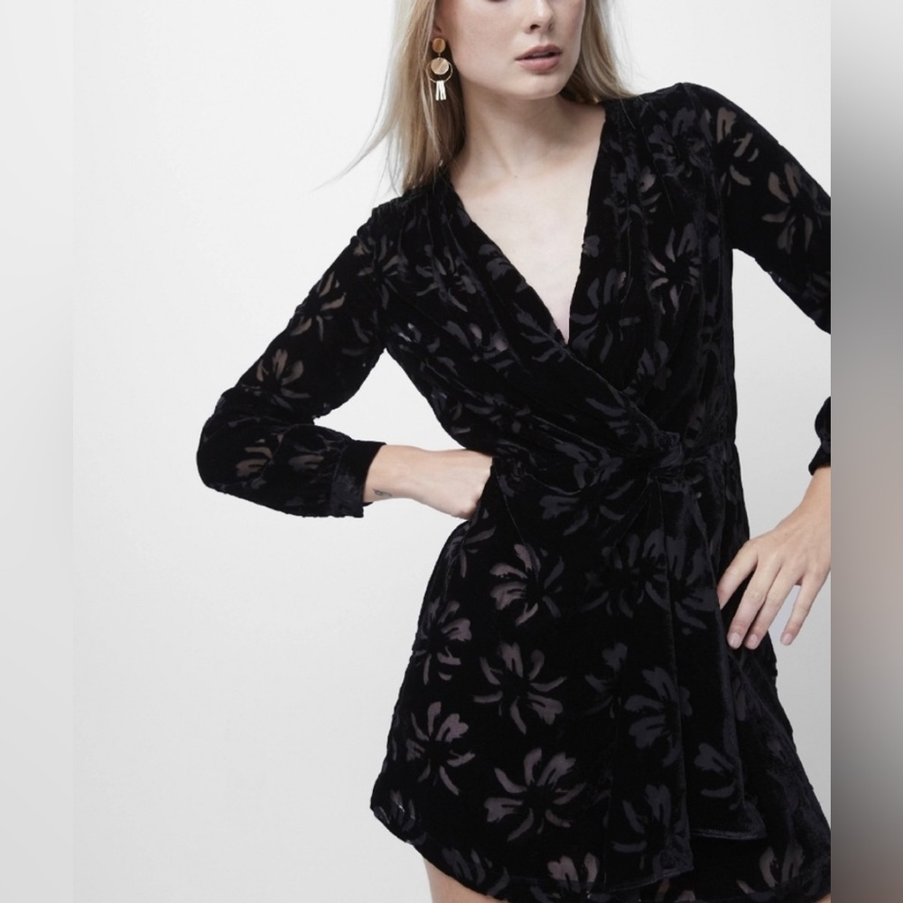 French Connection | Abril Devore Burnout Long Sleeve Minidress